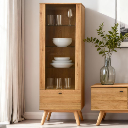 Egyajtós tömörfa vitrin lábakon  - 13