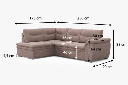 Sarok ülőgarnitúra ágyazható, ágyneműtartóval LEANDRA OTM/SK - 2F  - 12