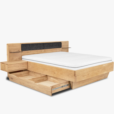 Dubáfa ágy éjjeli szekrényekkel és tárolóhellyel  - 2