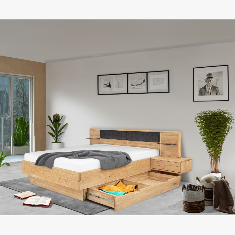 Dubáfa ágy éjjeli szekrényekkel és tárolóhellyel  - 4