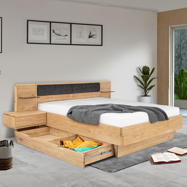 Dubáfa ágy éjjeli szekrényekkel és tárolóhellyel  - 6