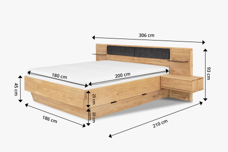 Dubáfa ágy éjjeli szekrényekkel és tárolóhellyel  - 8