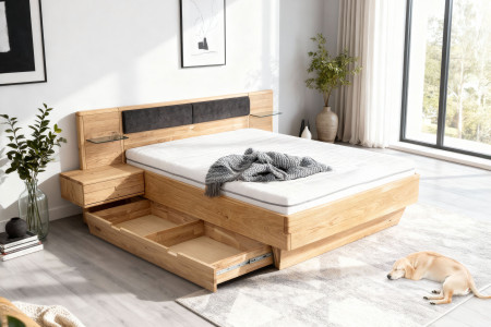 Dubáfa ágy éjjeli szekrényekkel és tárolóhellyel  - 15