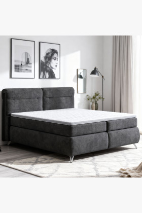 Boxspring ágy antracit 180 cm ágyneműtartóval Treviso  - 0