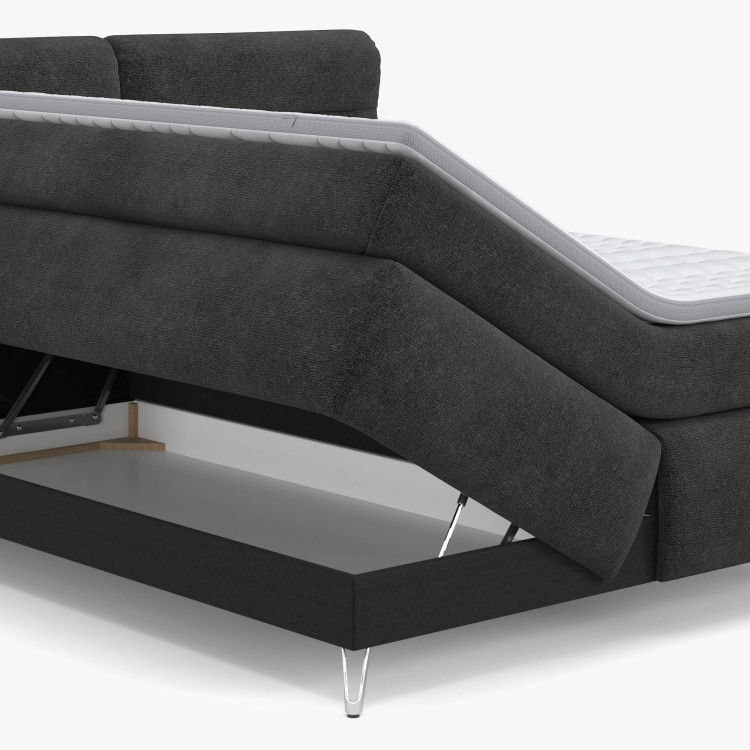 Boxspring ágy antracit 180 cm ágyneműtartóval Treviso  - 5