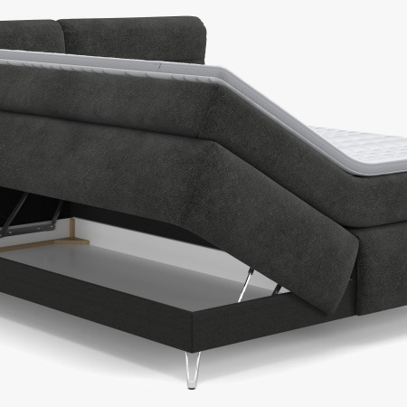 Boxspring ágy antracit 180 cm ágyneműtartóval Treviso  - 5