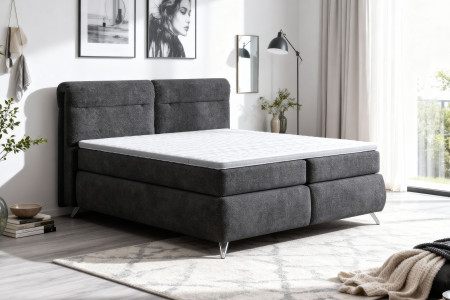 Boxspring ágy antracit 180 cm ágyneműtartóval Treviso  - 8