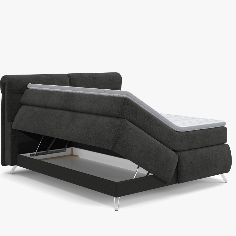 Boxspring ágy antracit 160 cm tárolóhellyel Treviso  - 5