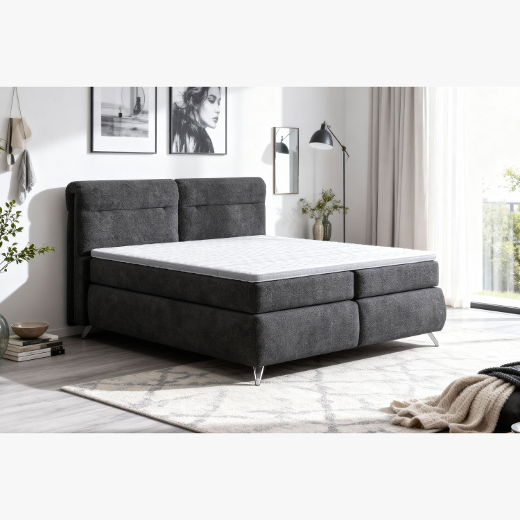 Boxspring ágy antracit 160 cm tárolóhellyel Treviso  - 7