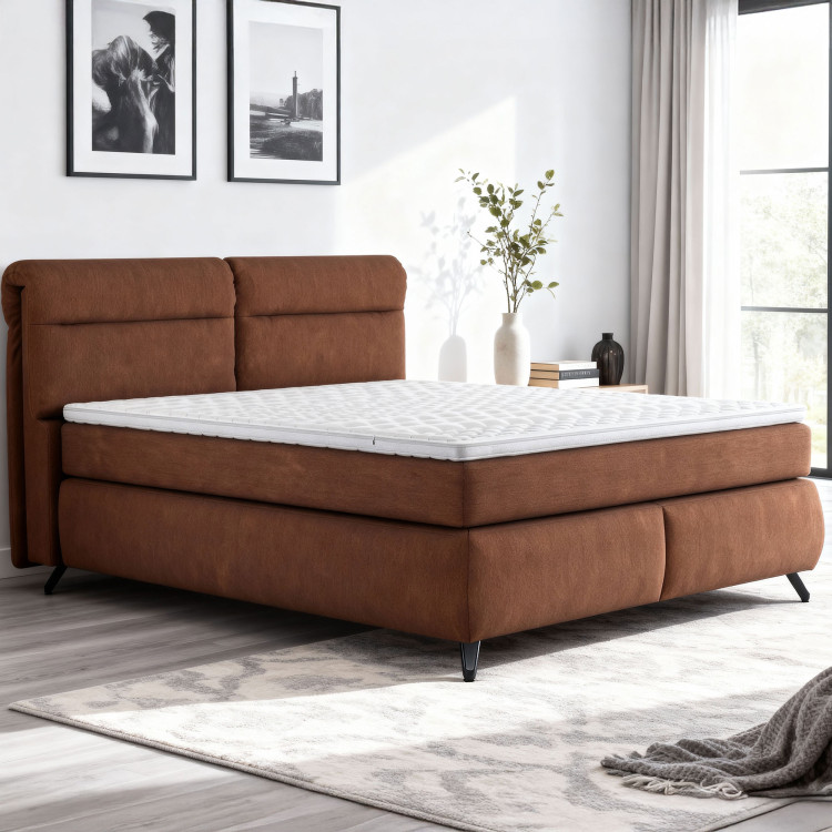 Boxspring ágy narancssárga 160 cm-es tárolóhellyel Treviso  - 0