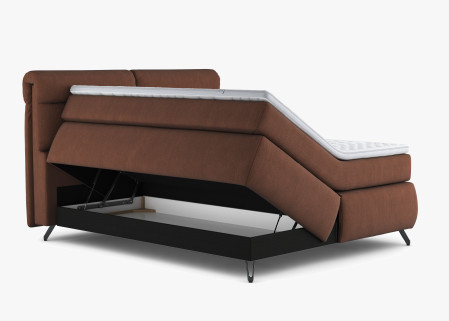 Boxspring ágy narancssárga 160 cm-es tárolóhellyel Treviso  - 6