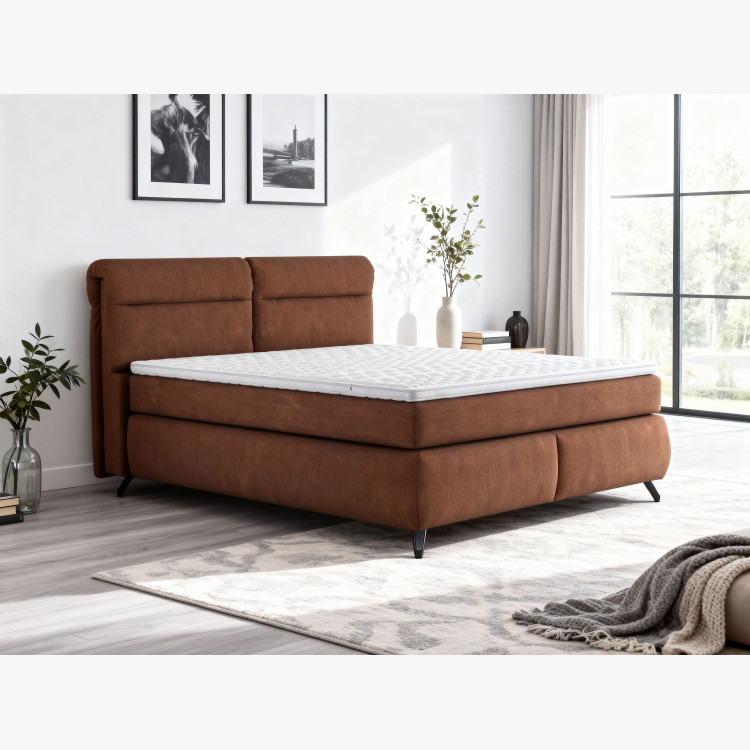Boxspring ágy narancssárga 160 cm-es tárolóhellyel Treviso  - 7