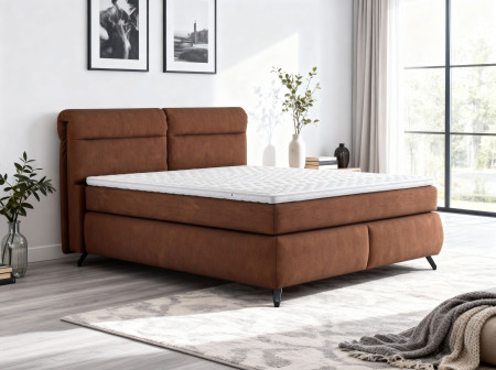 Boxspring ágy narancssárga 160 cm-es tárolóhellyel Treviso  - 7