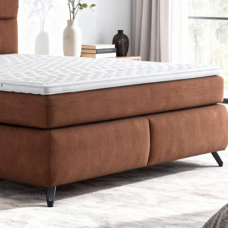 Boxspring ágy narancssárga 160 cm-es tárolóhellyel Treviso  - 8