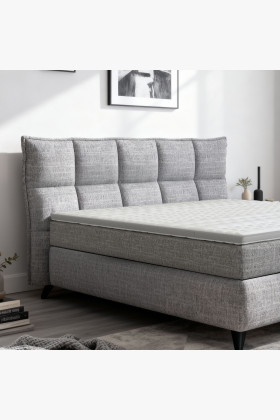 Boxspring ágy szürke 180 cm tárolóhellyel Treviso  - 0 2