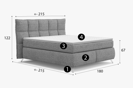 Boxspring ágy szürke 180 cm tárolóhellyel Treviso  - 11