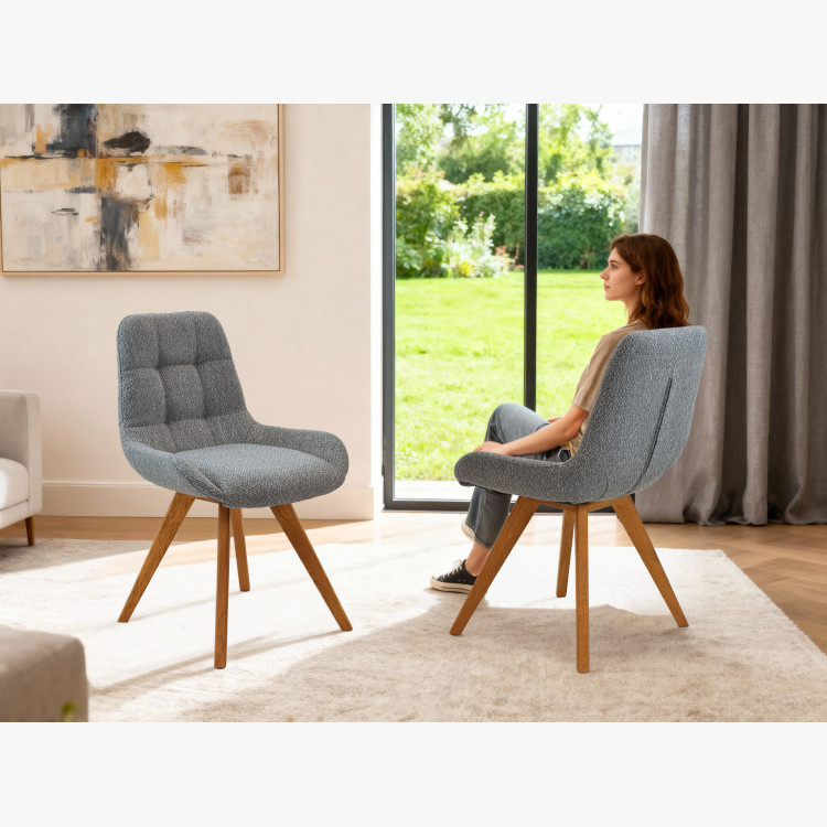 Kényelmes étkezőszék, kékes szürke  - 6