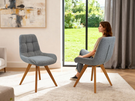 Kényelmes étkezőszék, kékes szürke  - 6