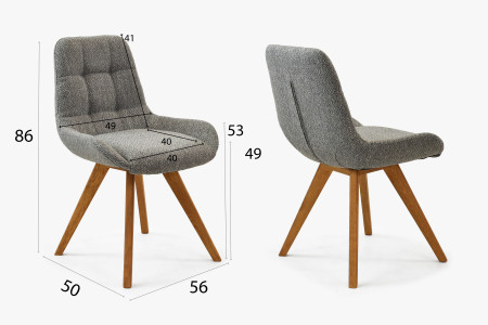 Kényelmes étkezőszék, kékes szürke  - 11