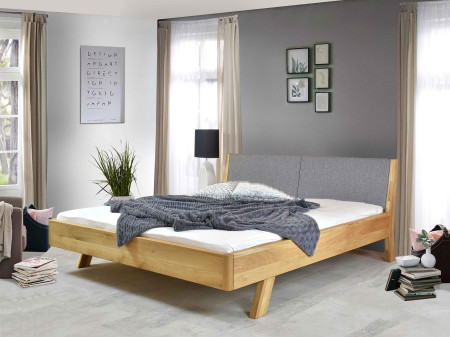 Postel z tömör fából - szürke szövet fejvég Marina 160 x 200 cm  - 7