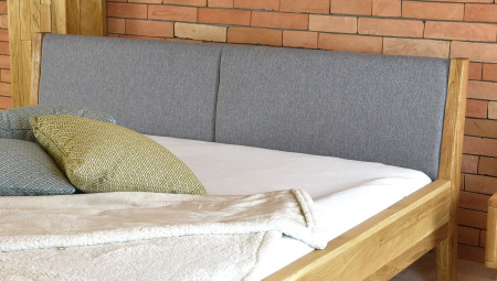 Postel z tömör fából - szürke szövet fejvég Marina 160 x 200 cm  - 9