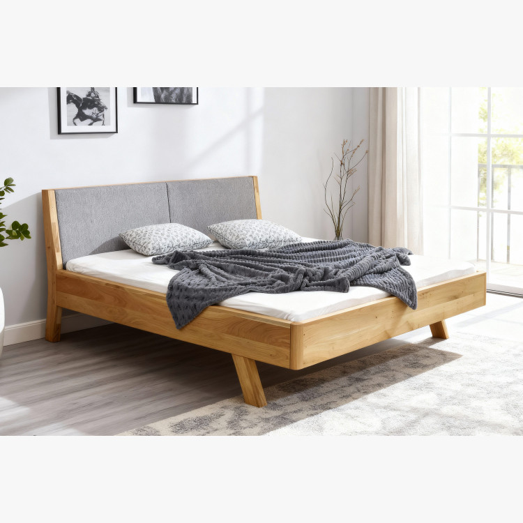 Postel z tömör fából - szürke szövet fejvég Marina 160 x 200 cm  - 16