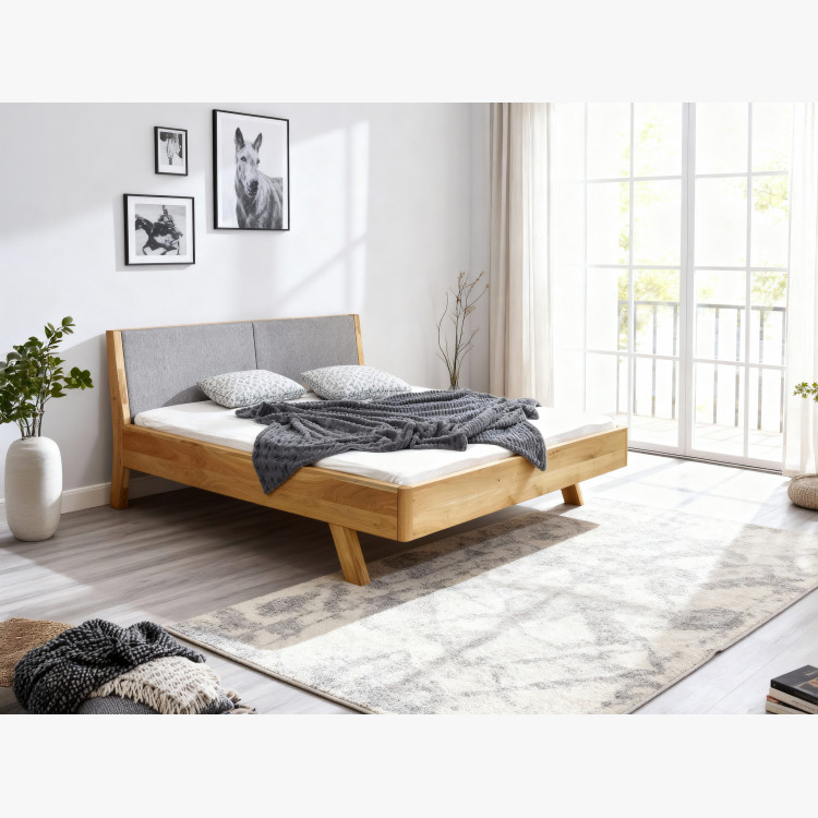 Postel z tömör fából - szürke szövet fejvég Marina 160 x 200 cm  - 17