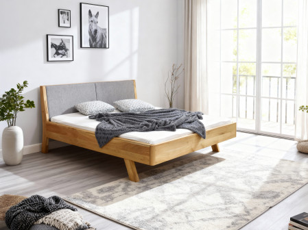 Postel z tömör fából - szürke szövet fejvég Marina 160 x 200 cm  - 17