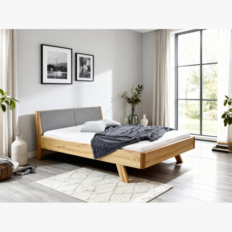 Postel z tömör fából - szürke szövet fejvég Marina 160 x 200 cm  - 21