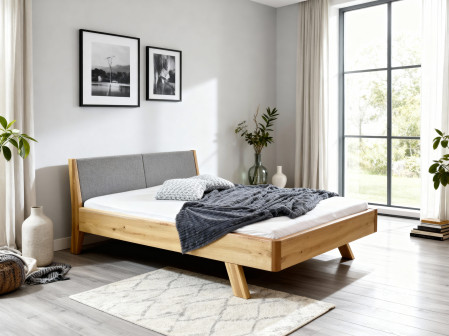 Postel z tömör fából - szürke szövet fejvég Marina 160 x 200 cm  - 21