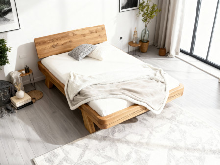 Tömör tölgyfa luxus ágy gerendákból, Mia franciaágy 180 x 200 cm  - 24