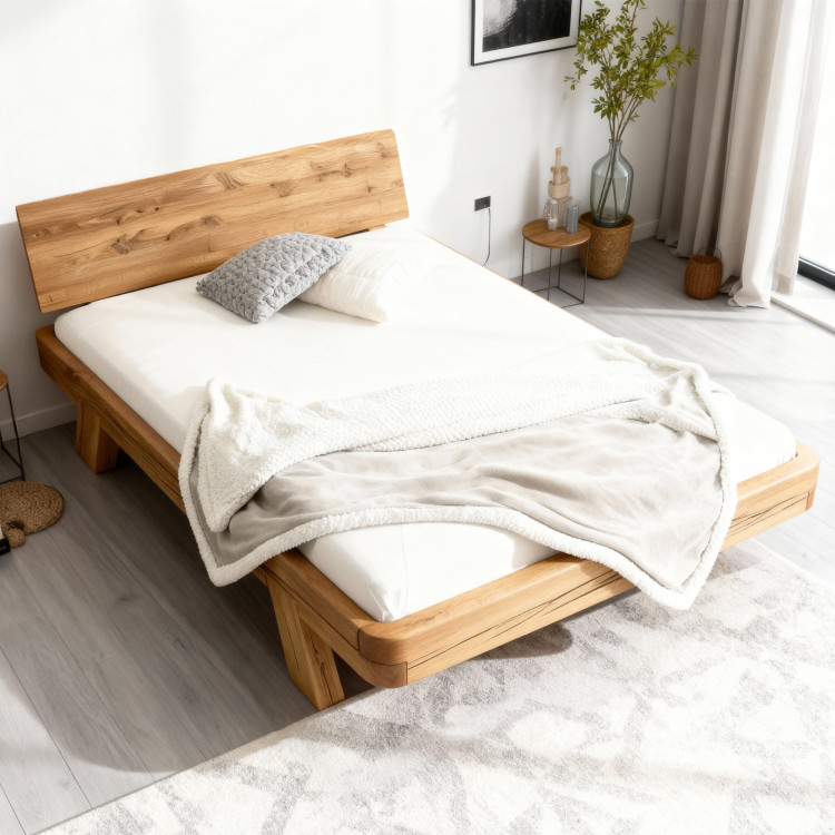 Tömör tölgyfa luxus ágy gerendákból, Mia franciaágy 180 x 200 cm  - 25