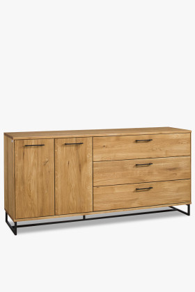 Nagy tömörfa tölgy komód fekete fém lábakkal loft stílusban