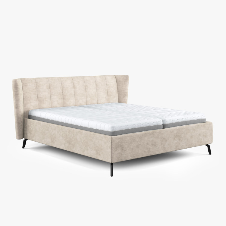 Modern kárpitozott ágy tárolóhellyel homokszínű, 180 × 200 cm  - 1