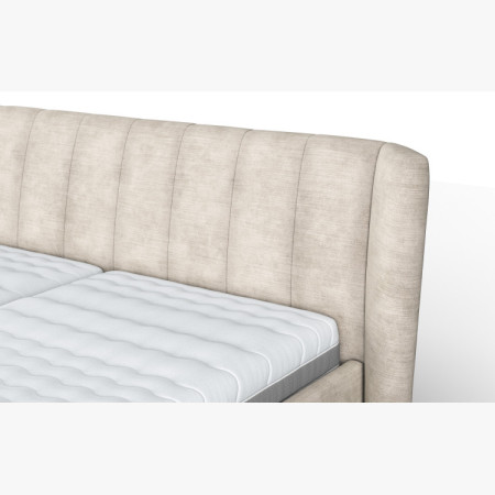 Modern kárpitozott ágy tárolóhellyel homokszínű, 180 × 200 cm  - 3