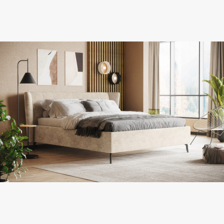 Modern kárpitozott ágy tárolóhellyel homokszínű, 180 × 200 cm  - 4