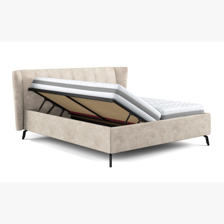 Modern kárpitozott ágy tárolóhellyel homokszínű, 180 × 200 cm  - 6