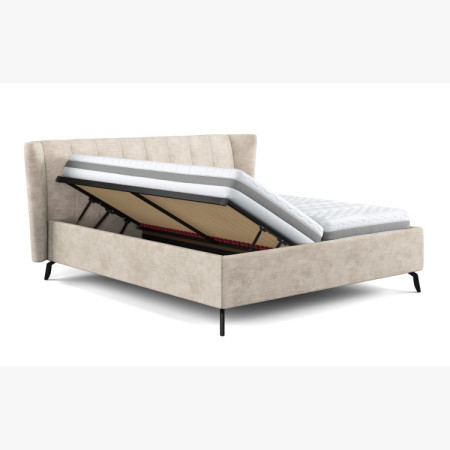 Modern kárpitozott ágy tárolóhellyel homokszínű, 180 × 200 cm  - 6