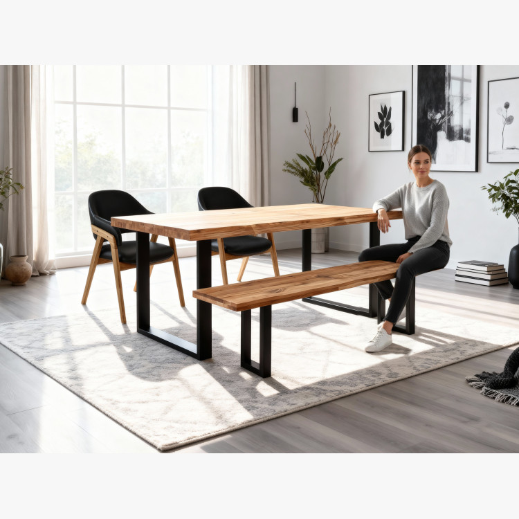 Tömör tölgyfa pad, háttámla nélkül, 160 cm  - 8