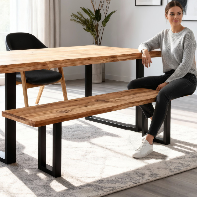 Tömör tölgyfa pad, háttámla nélkül, 160 cm  - 10