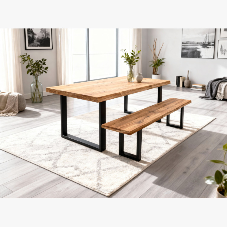 Tömör tölgyfa pad, háttámla nélkül, 160 cm  - 13