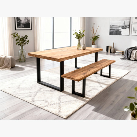 Tömör tölgyfa pad, háttámla nélkül, 160 cm  - 13