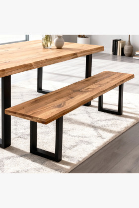 Masszív tölgyfa pad, háttámla nélkül, 180 cm  - 1