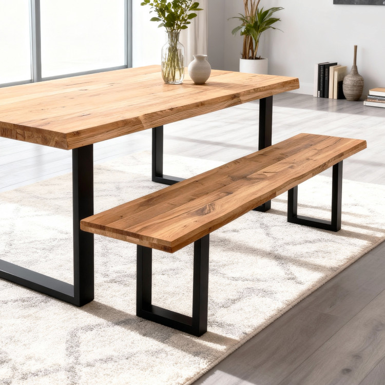 Masszív tölgyfa pad, háttámla nélkül, 180 cm  - 3