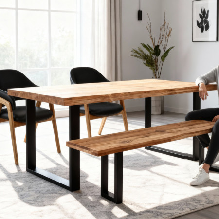 Masszív tölgyfa pad, háttámla nélkül, 180 cm  - 11