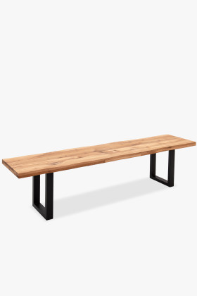 Tömör tölgyfa pad, háttámla nélkül, 200 cm  - 1 2