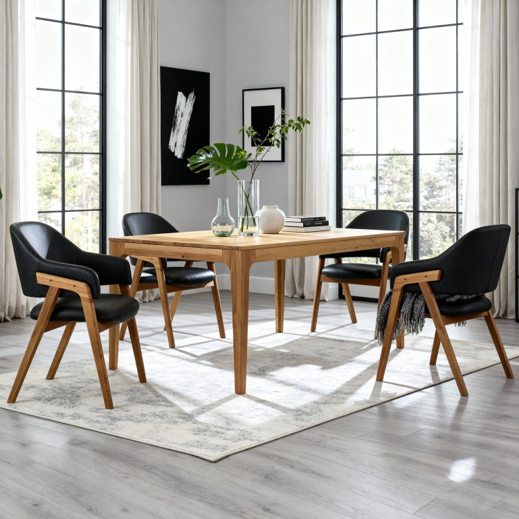 Bővíthető tömörfa asztal - tölgyfa, 180 cm hosszú  - 2