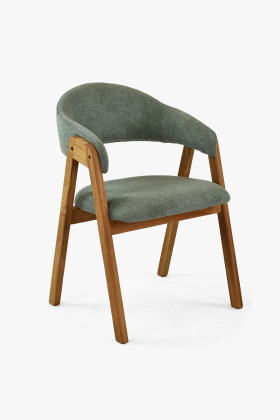 Tömör tölgyfa karfás szék matt szürke easy clean szövettel