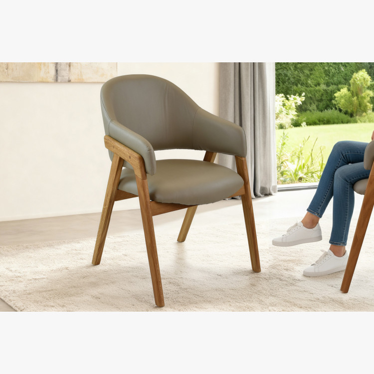 Tölgyfa karfás szék, szürkésbarna  - 6