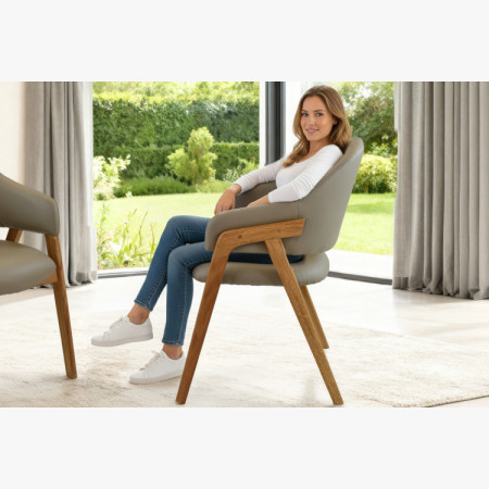 Tölgyfa karfás szék, szürkésbarna  - 7